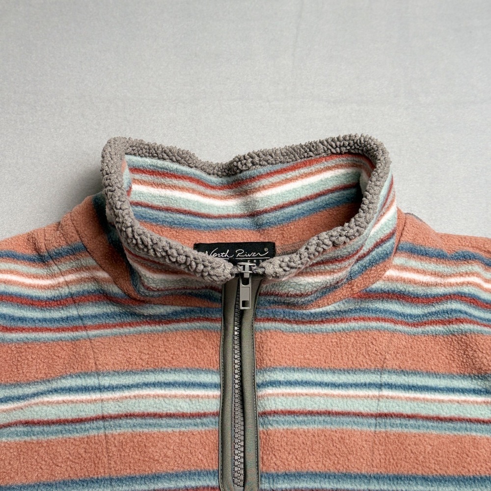 Women's Fleece 1/4 Zip Pullover Shirt Earth Tone Stripes 2XL by North River EUC - Picture 5 of 15